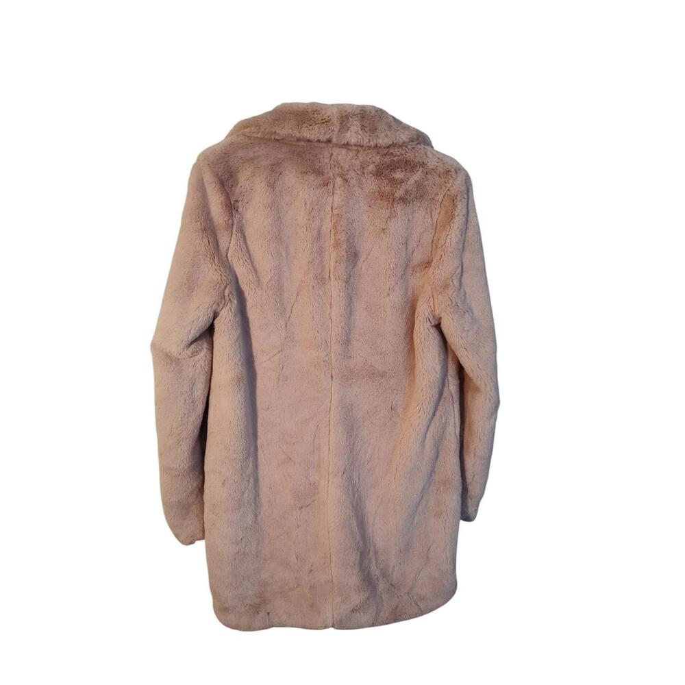 Light Pink Faux Fur Coat with Collar - Picture 3 of 6